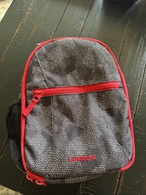 Lands' End Gray lunch box with Red Trim